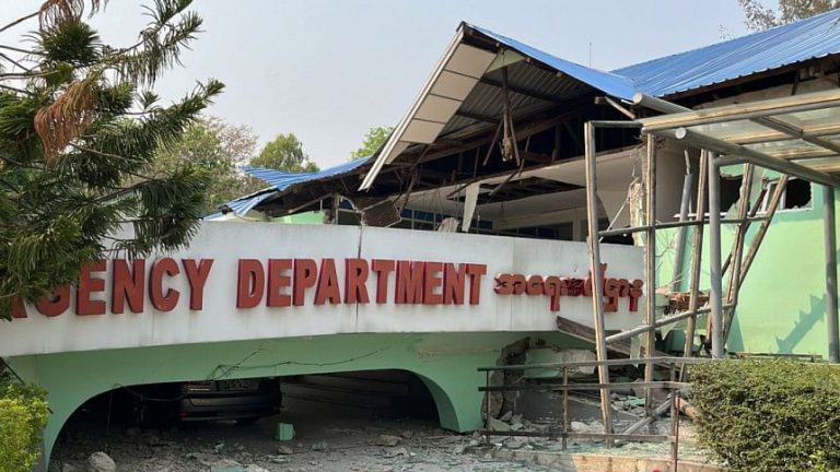 Damage Is Seen To Part Of The Emergency Department Of A Hospital In Naypyidaw