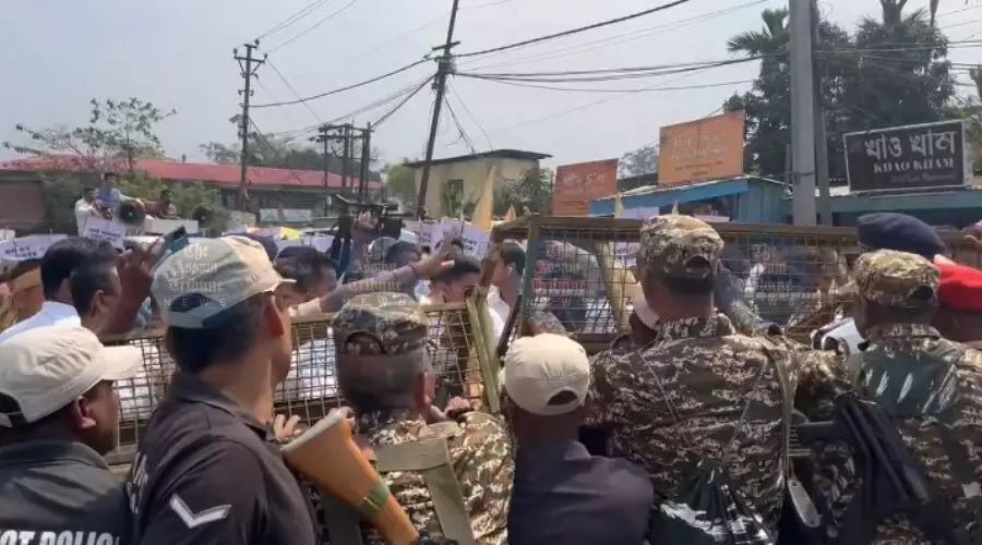 Tai Ahom Youth and police clash in sivasagar